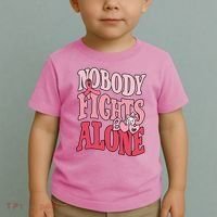 Nobody Fights Alone Breast Cancer Awareness Retro Groovy Toddler T-Shirt thumb 2