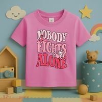 Nobody Fights Alone Breast Cancer Awareness Retro Groovy Toddler T-Shirt thumb 3