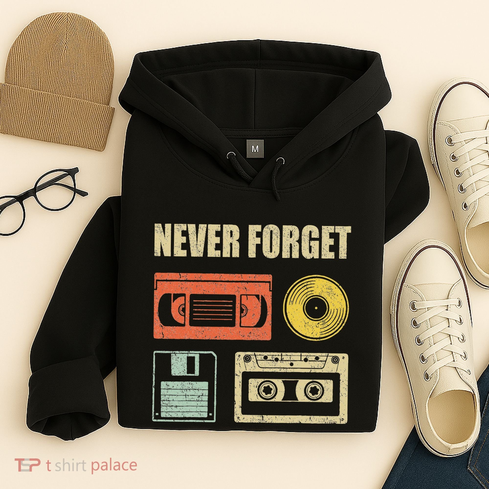 Never Forget Audio Cassette 70s 80s 90s Hoodie