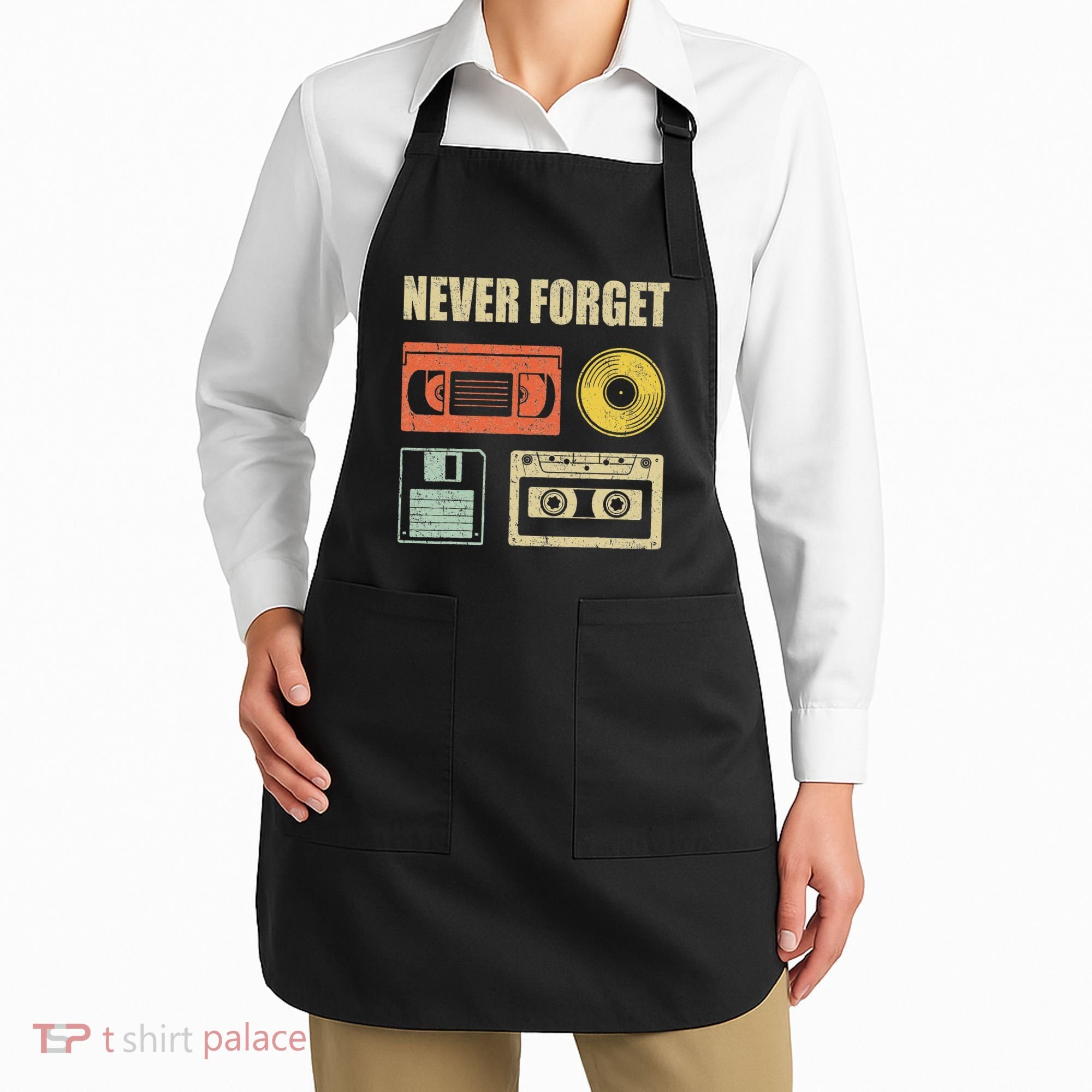 Never Forget Audio Cassette 70s 80s 90s Apron
