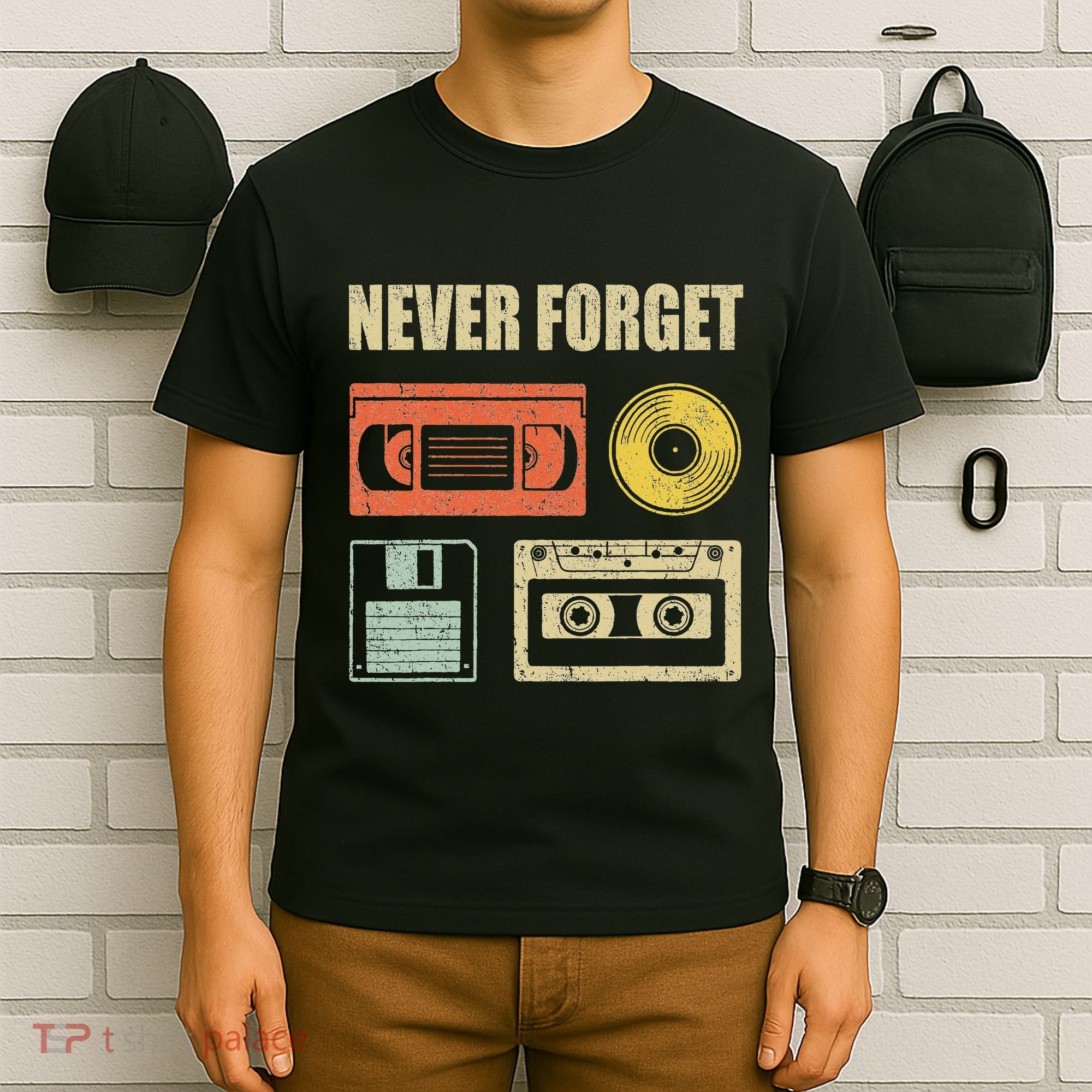 Never Forget Audio Cassette 70s 80s 90s T-Shirt