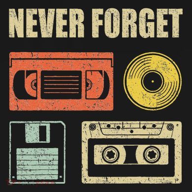 Never Forget Audio Cassette 70s 80s 90s Tall T-Shirt