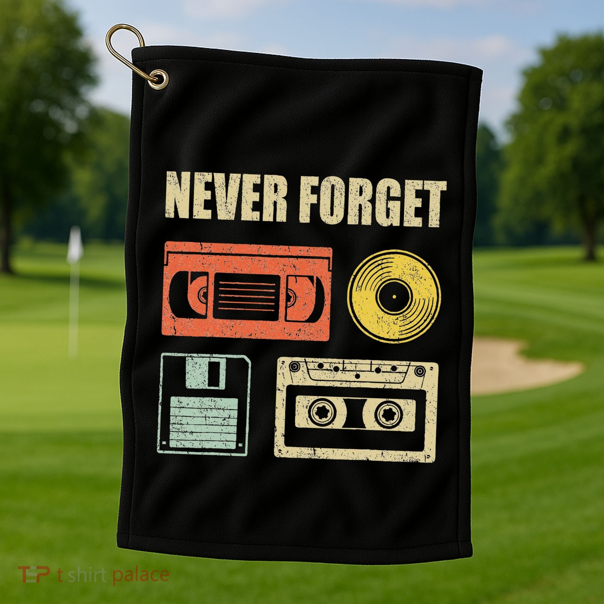Never Forget Audio Cassette 70s 80s 90s Golf Towel