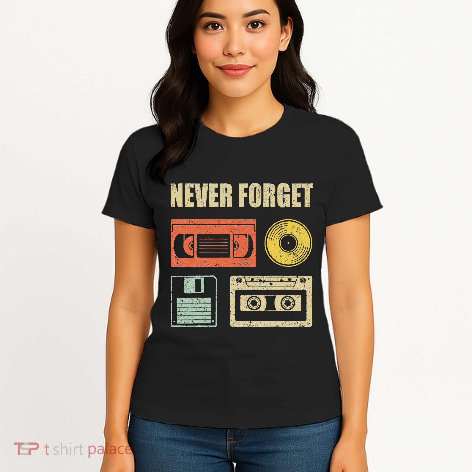 Never Forget Audio Cassette 70s 80s 90s Women's T-Shirt