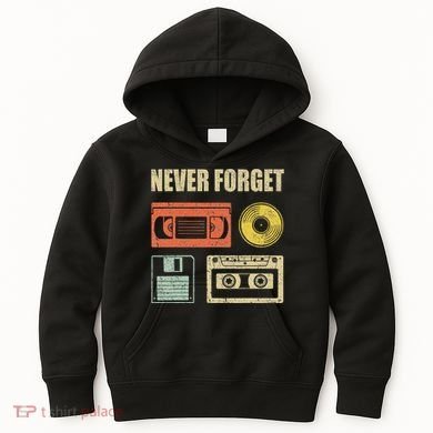 Never Forget Audio Cassette 70s 80s 90s Kids Hoodie