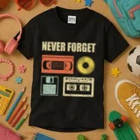Never Forget Audio Cassette 70s 80s 90s Kids T-Shirt thumb 3