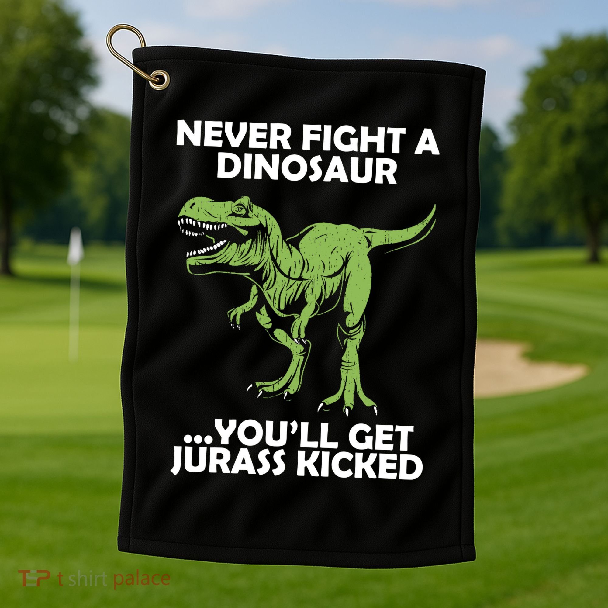 Never Fight A Dinosaur Youll Get Jurass Kicked Golf Towel