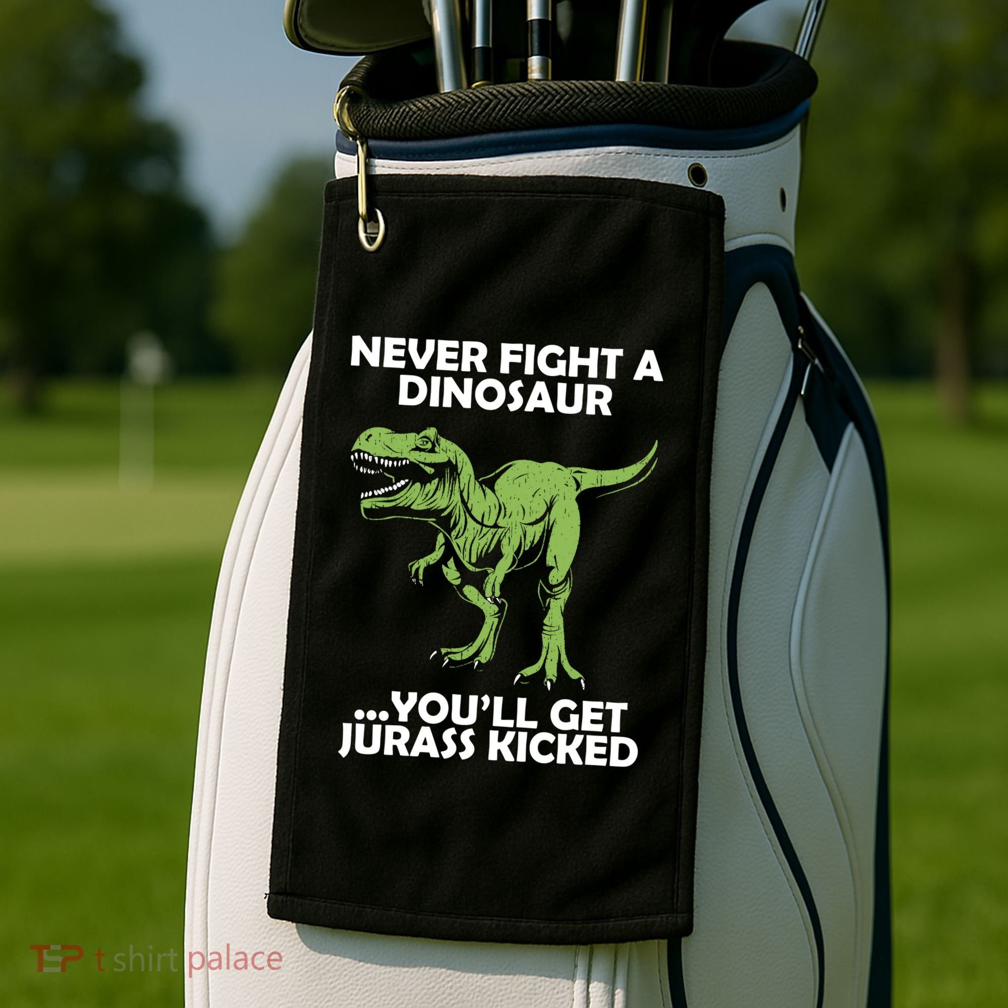 Never Fight A Dinosaur Youll Get Jurass Kicked Golf Towel