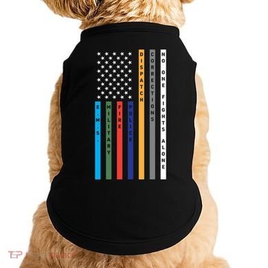 No One Fights Alone Support Our Heroes Flag Doggie Tank