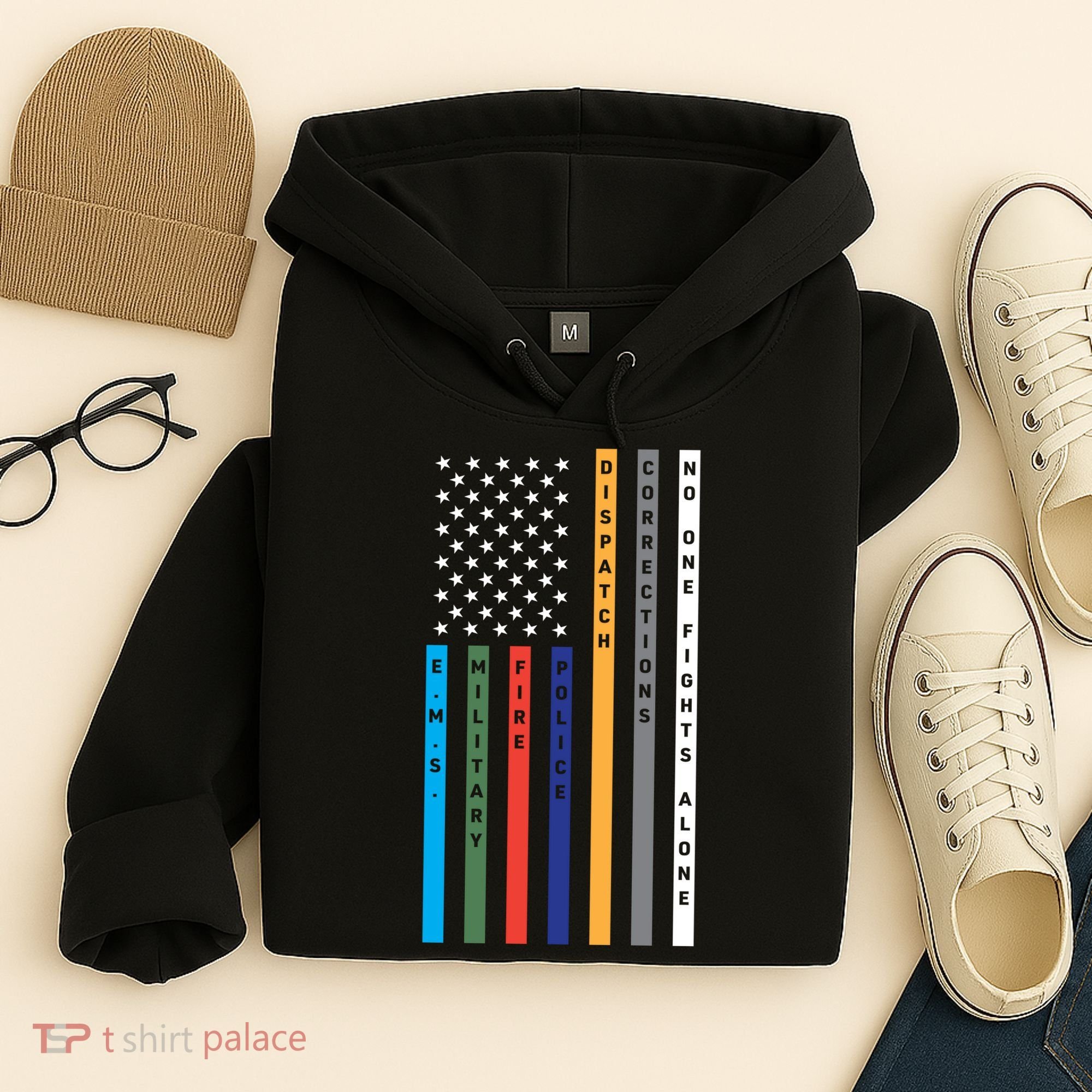 No One Fights Alone Support Our Heroes Flag Hoodie