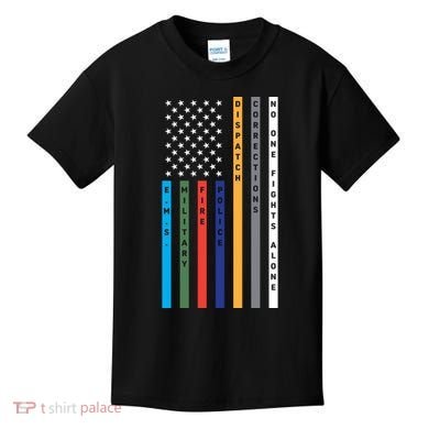 No One Fights Alone Support Our Heroes Flag Kids T-Shirt