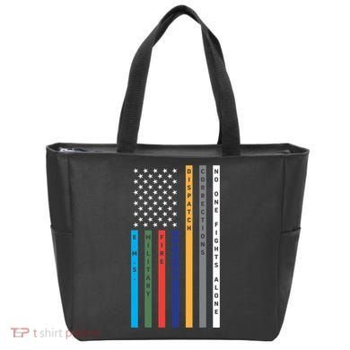 No One Fights Alone Support Our Heroes Flag Tote Bag