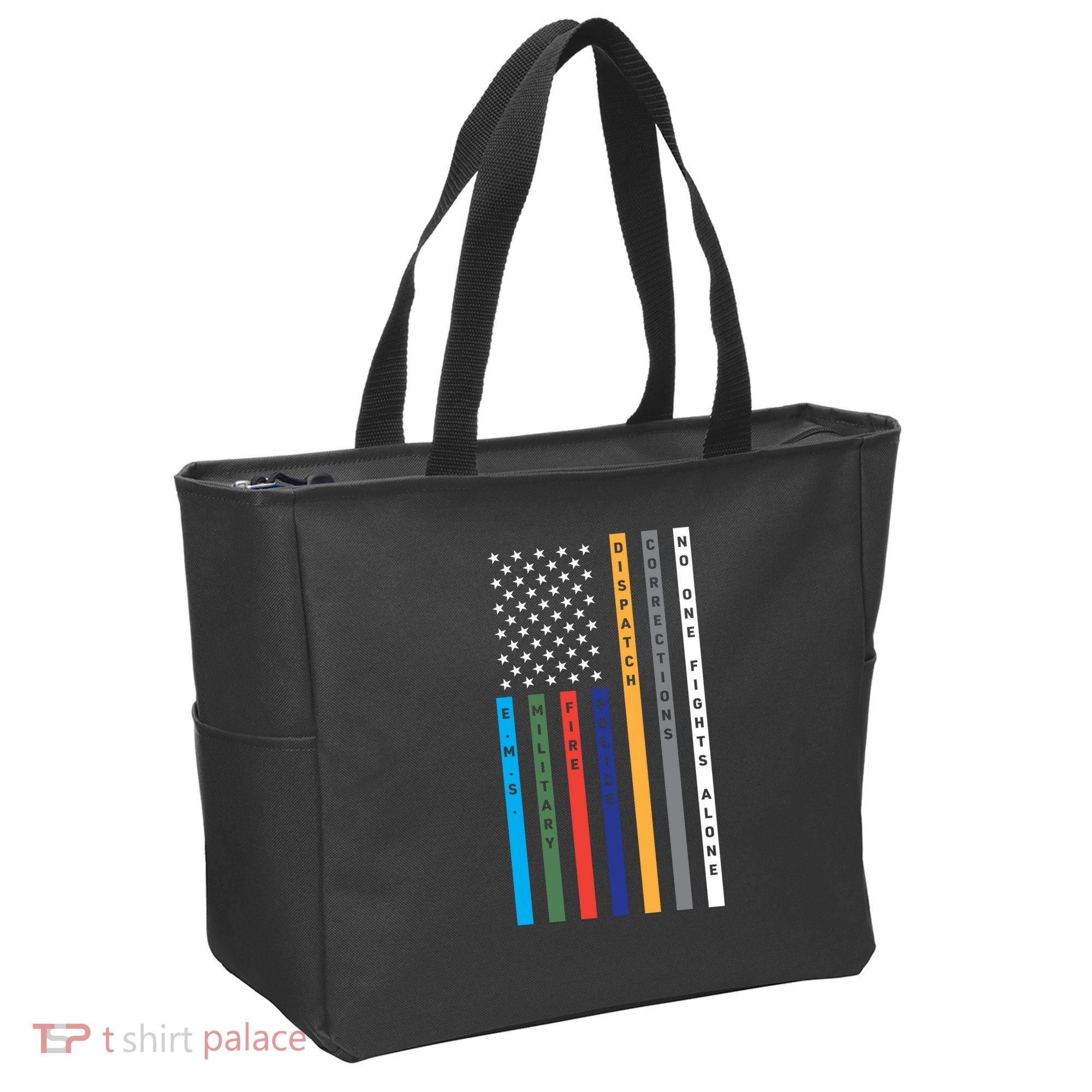 No One Fights Alone Support Our Heroes Flag Tote Bag