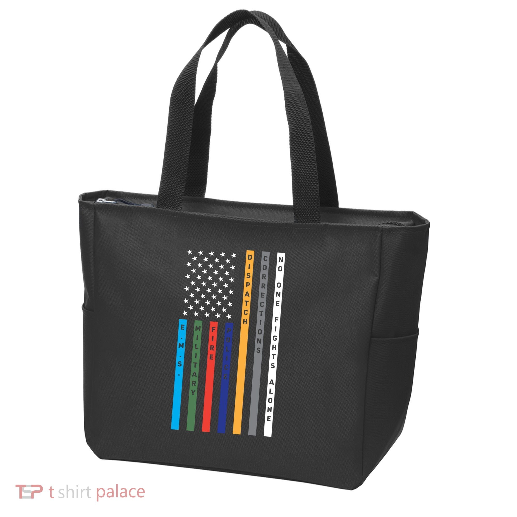 No One Fights Alone Support Our Heroes Flag Tote Bag