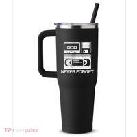 Never Forget Audio Cassette 70s 80s 90s Gift 40oz Vacuum Insulated Stainless Steel Travel Tumbler thumb 2