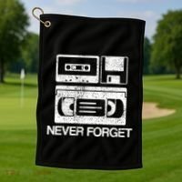 Never Forget Audio Cassette 70s 80s 90s Gift Golf Towel thumb 1