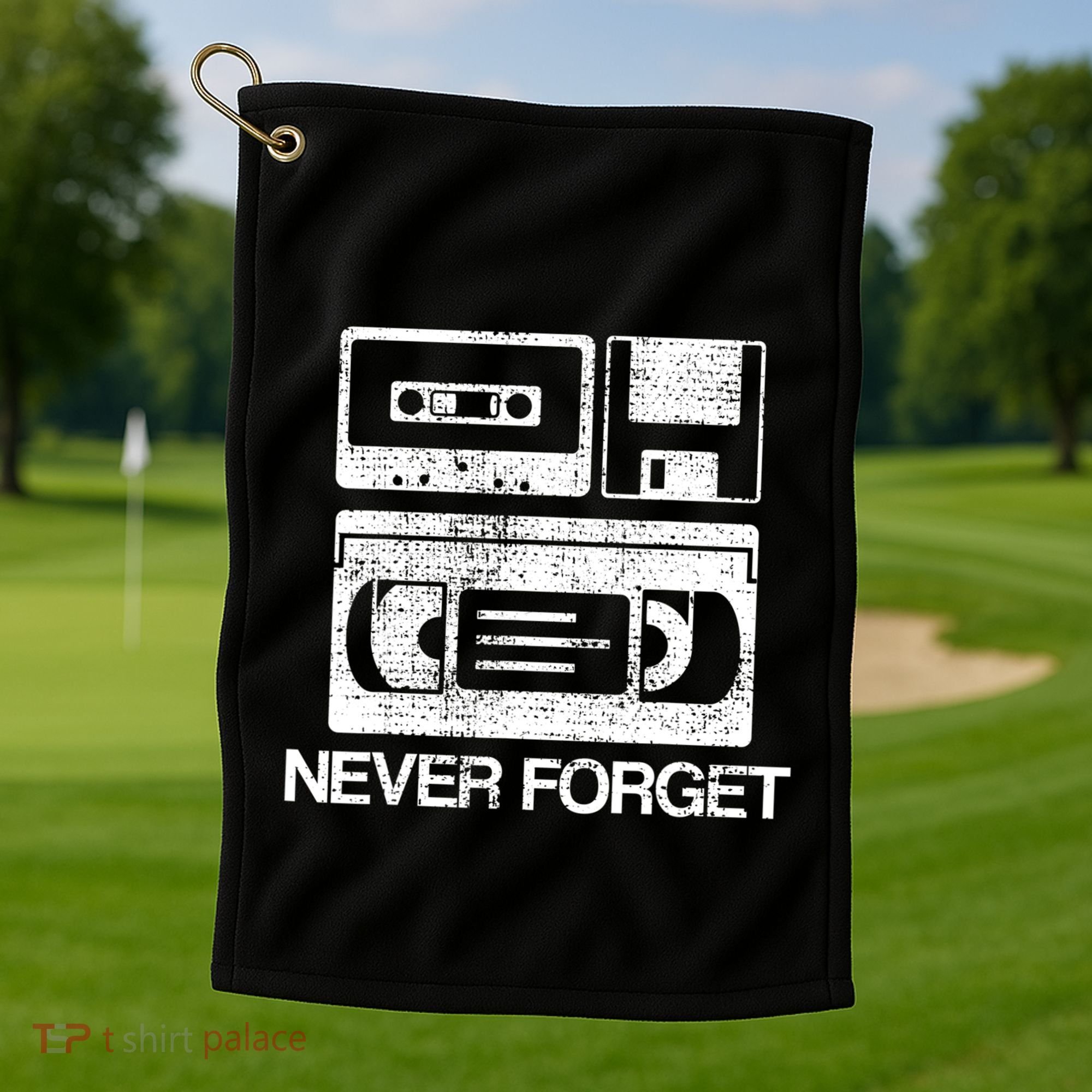 Never Forget Audio Cassette 70s 80s 90s Gift Golf Towel