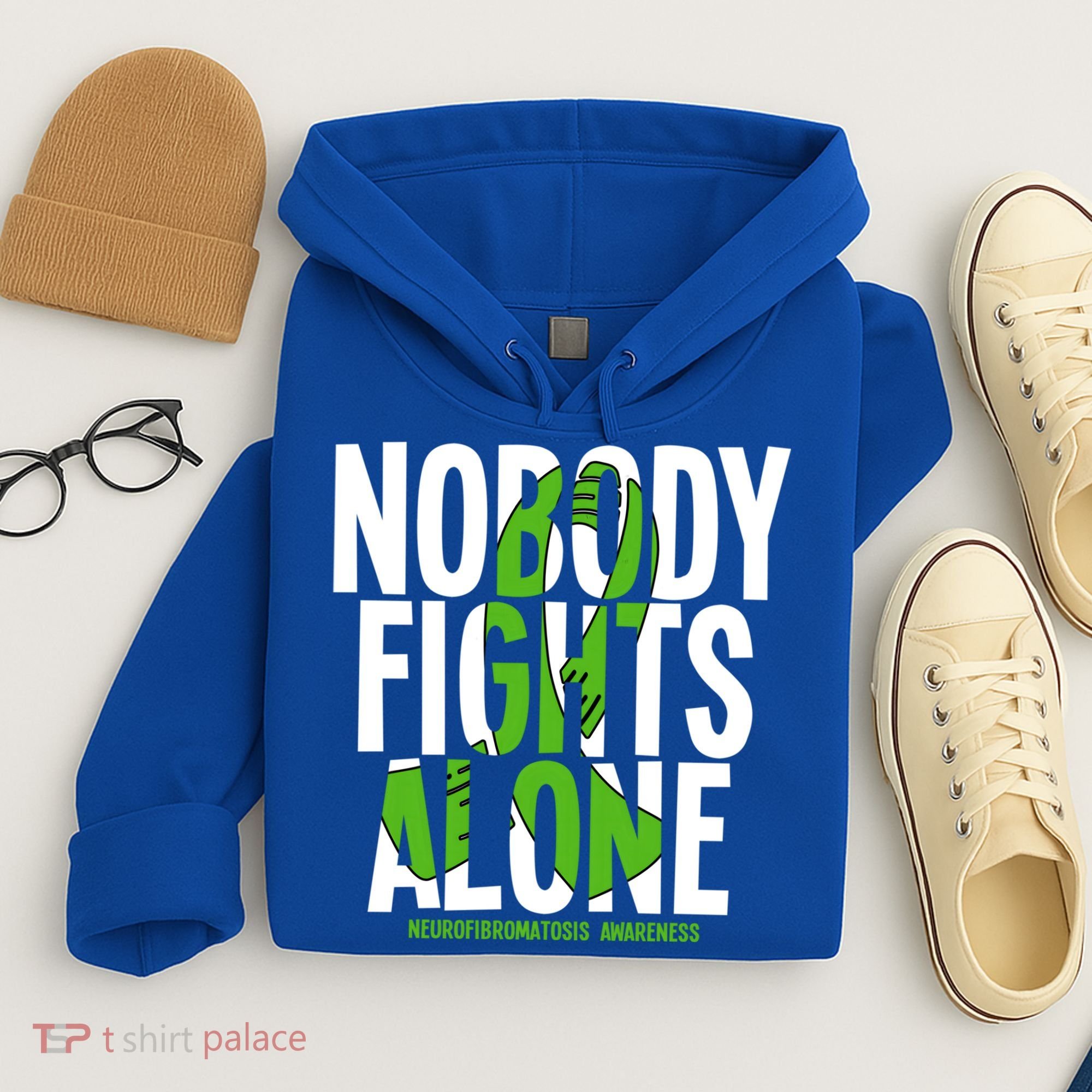 Nobody Fights Alone Neurofibromatosis Awareness Gift Hoodie