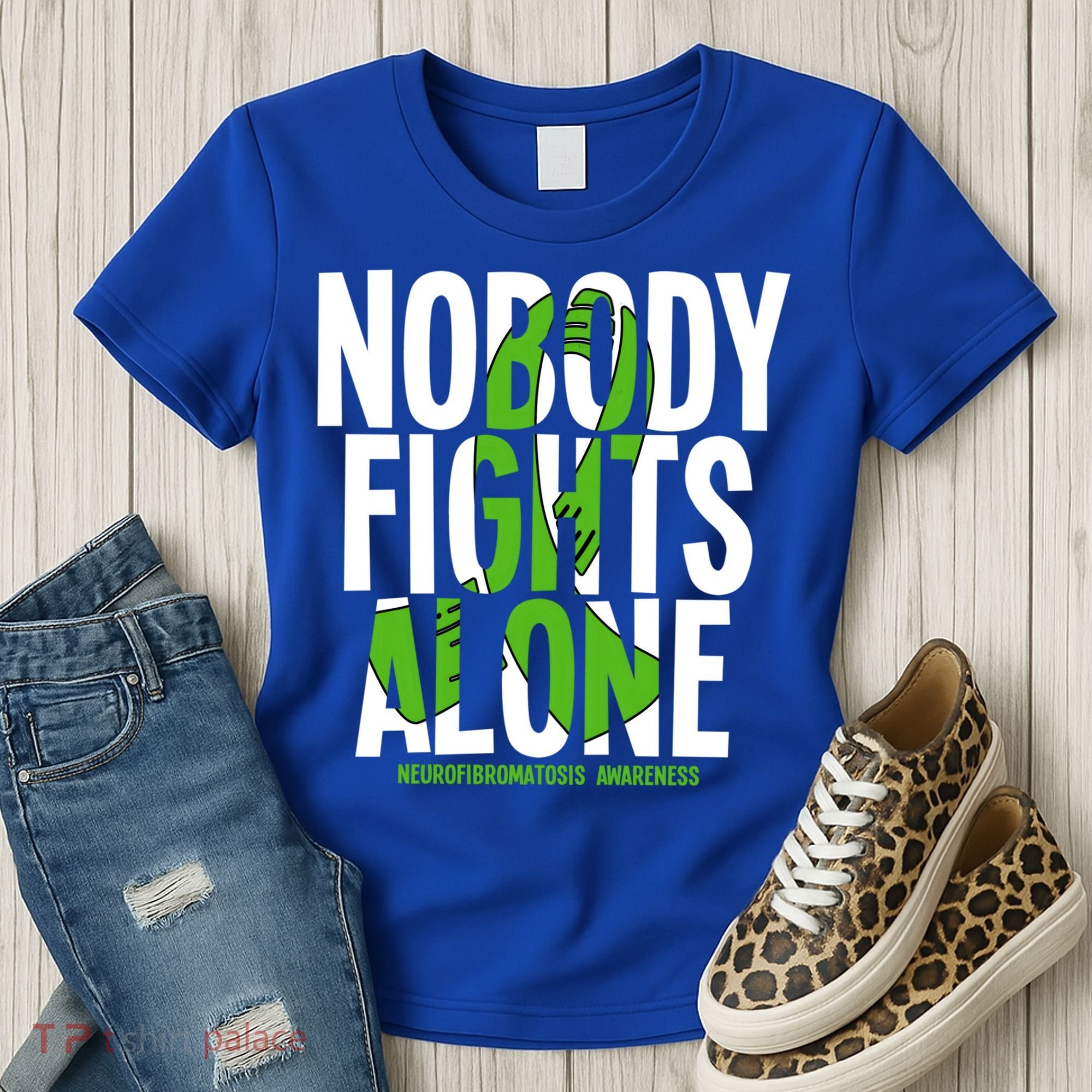 Nobody Fights Alone Neurofibromatosis Awareness Gift Women's T-Shirt
