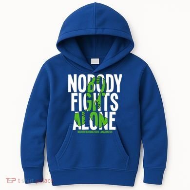 Nobody Fights Alone Neurofibromatosis Awareness Gift Kids Hoodie