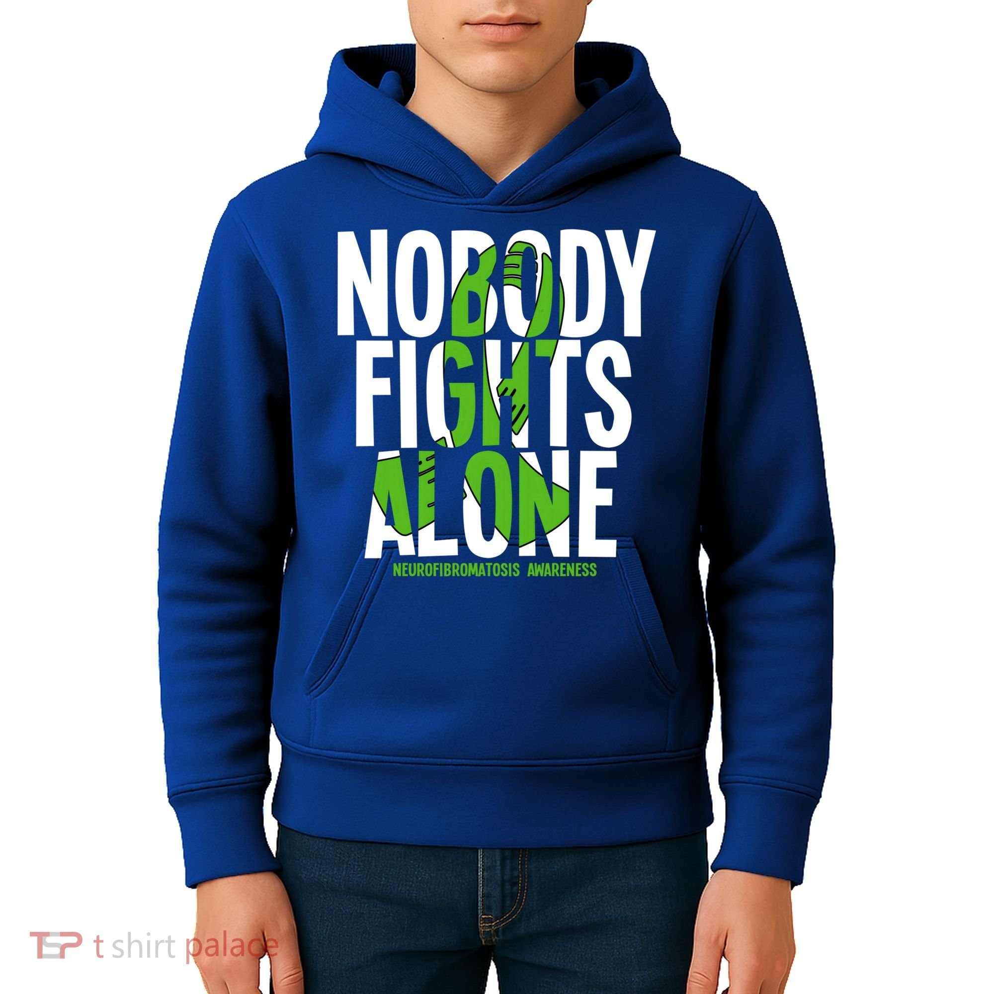 Nobody Fights Alone Neurofibromatosis Awareness Gift Kids Hoodie