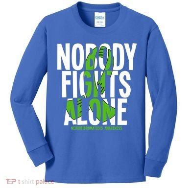 Nobody Fights Alone Neurofibromatosis Awareness Gift Kids Long Sleeve Shirt