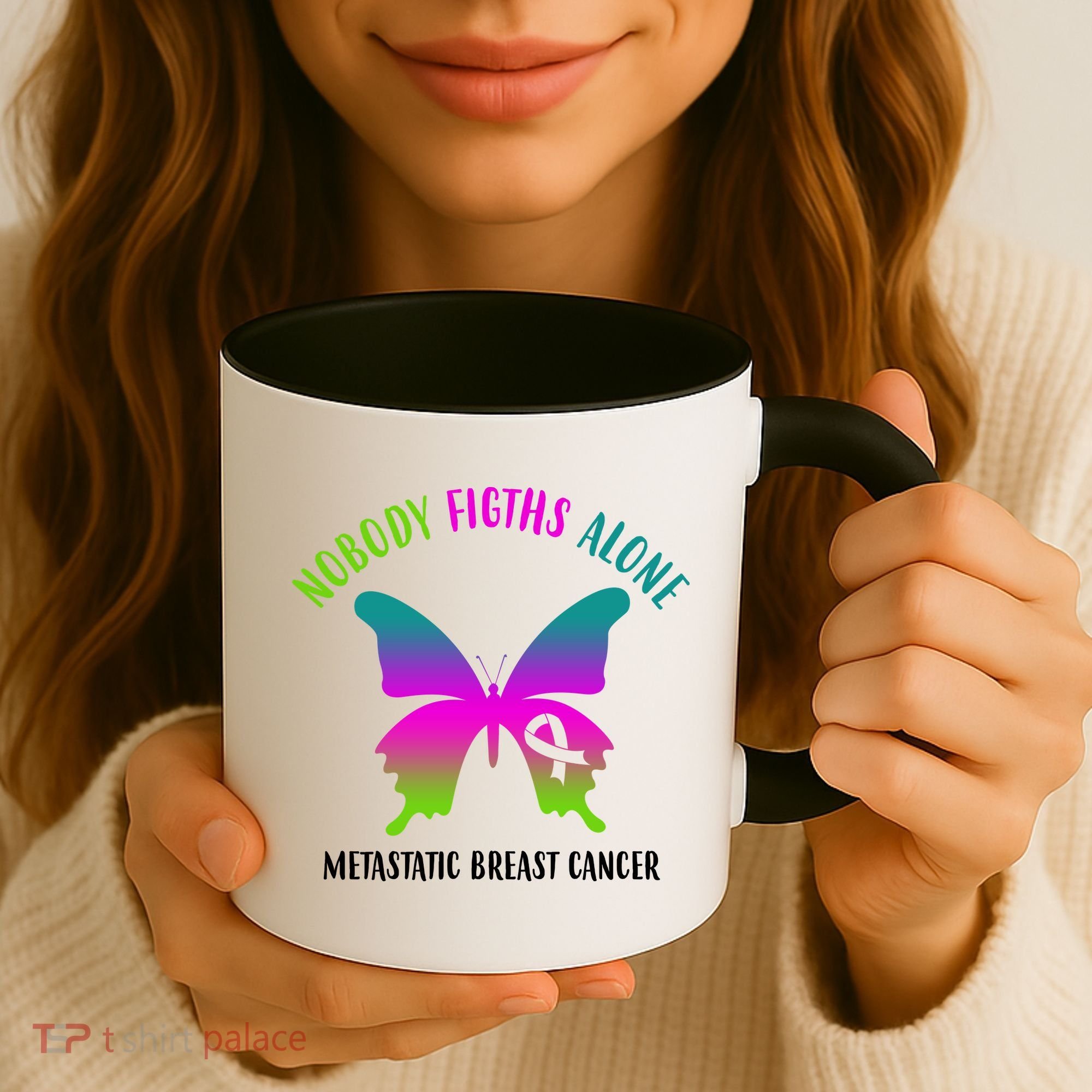 Nobody Fights Alone Metastatic Breast Cancer Coffee Mug