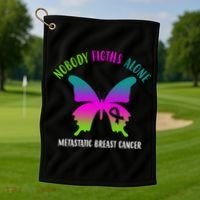 Nobody Fights Alone Metastatic Breast Cancer Golf Towel thumb 1