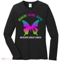 Nobody Fights Alone Metastatic Breast Cancer Women's Long Sleeve Shirt thumb 0
