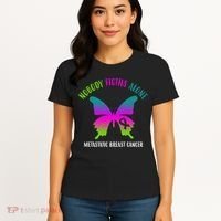 Nobody Fights Alone Metastatic Breast Cancer Women's T-Shirt thumb 4