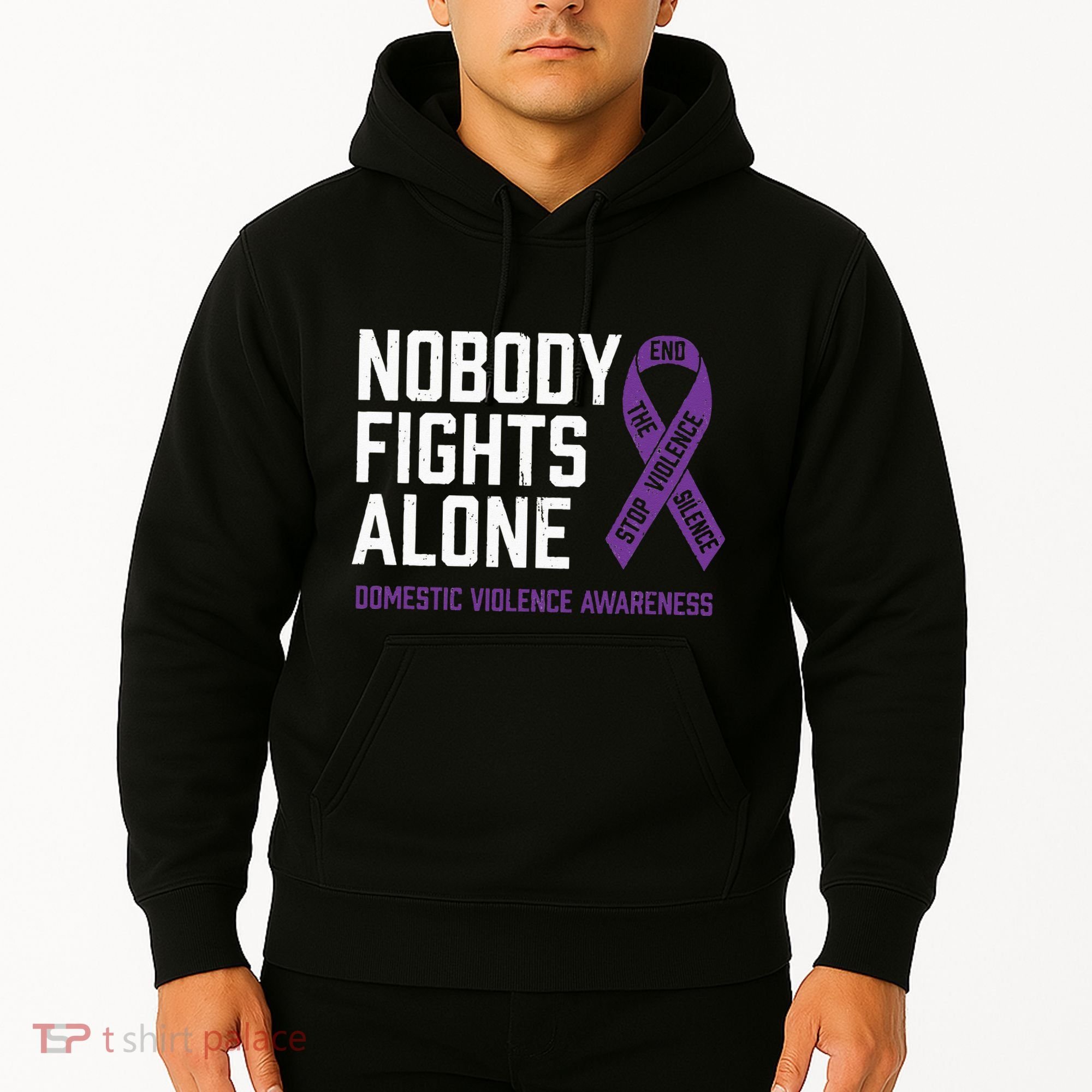 Nobody Fights Alone Purple Domestic Violence Awareness Hoodie