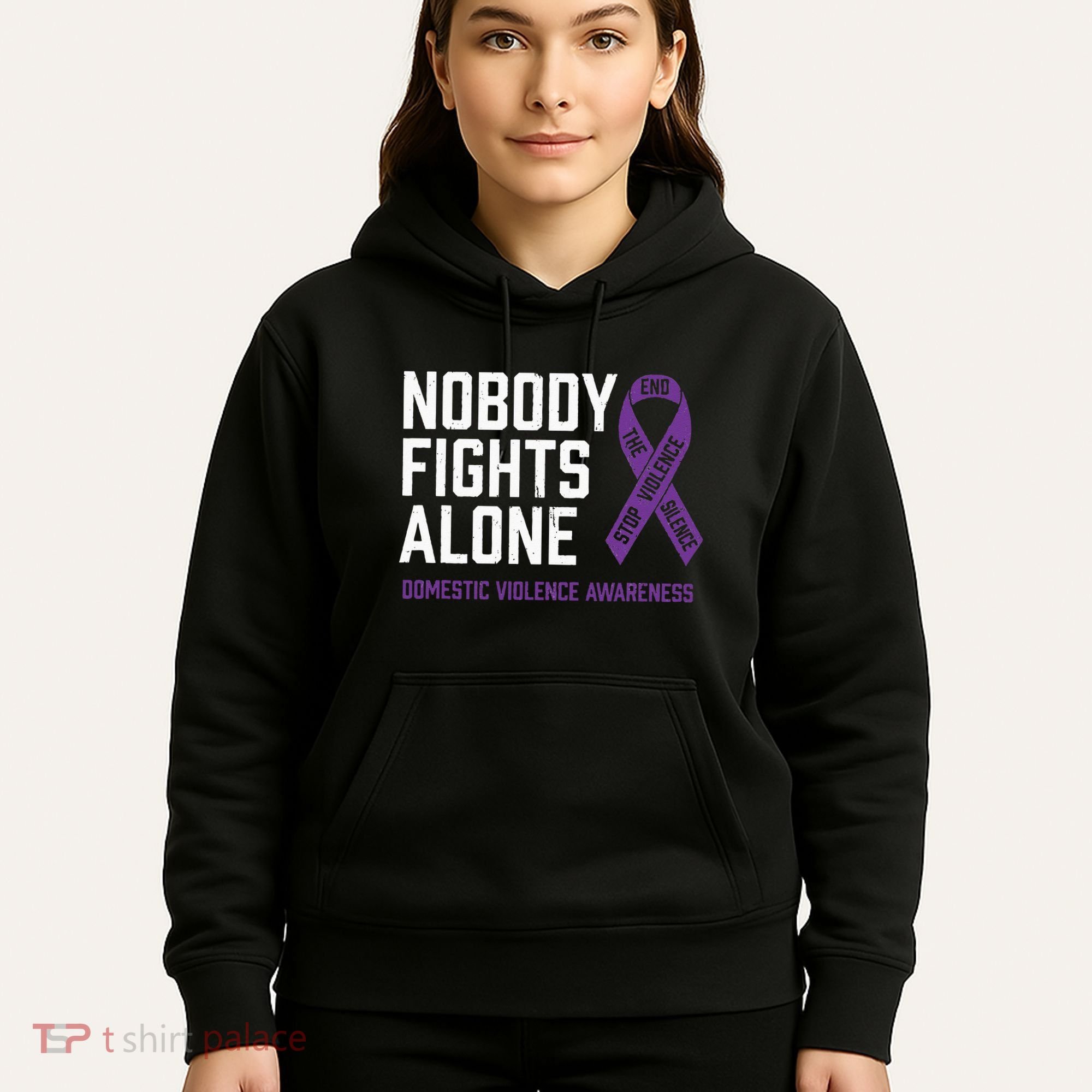 Nobody Fights Alone Purple Domestic Violence Awareness Hoodie