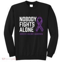 Nobody Fights Alone Purple Domestic Violence Awareness Sweatshirt thumb 0