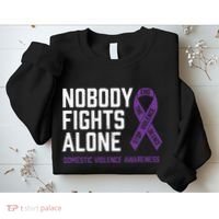 Nobody Fights Alone Purple Domestic Violence Awareness Sweatshirt thumb 2
