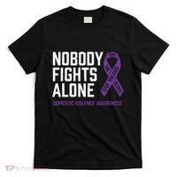 Nobody Fights Alone Purple Domestic Violence Awareness T-Shirt thumb 0