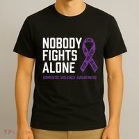 Nobody Fights Alone Purple Domestic Violence Awareness T-Shirt thumb 3