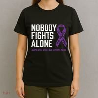 Nobody Fights Alone Purple Domestic Violence Awareness T-Shirt thumb 4