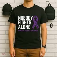 Nobody Fights Alone Purple Domestic Violence Awareness T-Shirt thumb 6