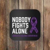 Nobody Fights Alone Purple Domestic Violence Awareness Coaster thumb 0