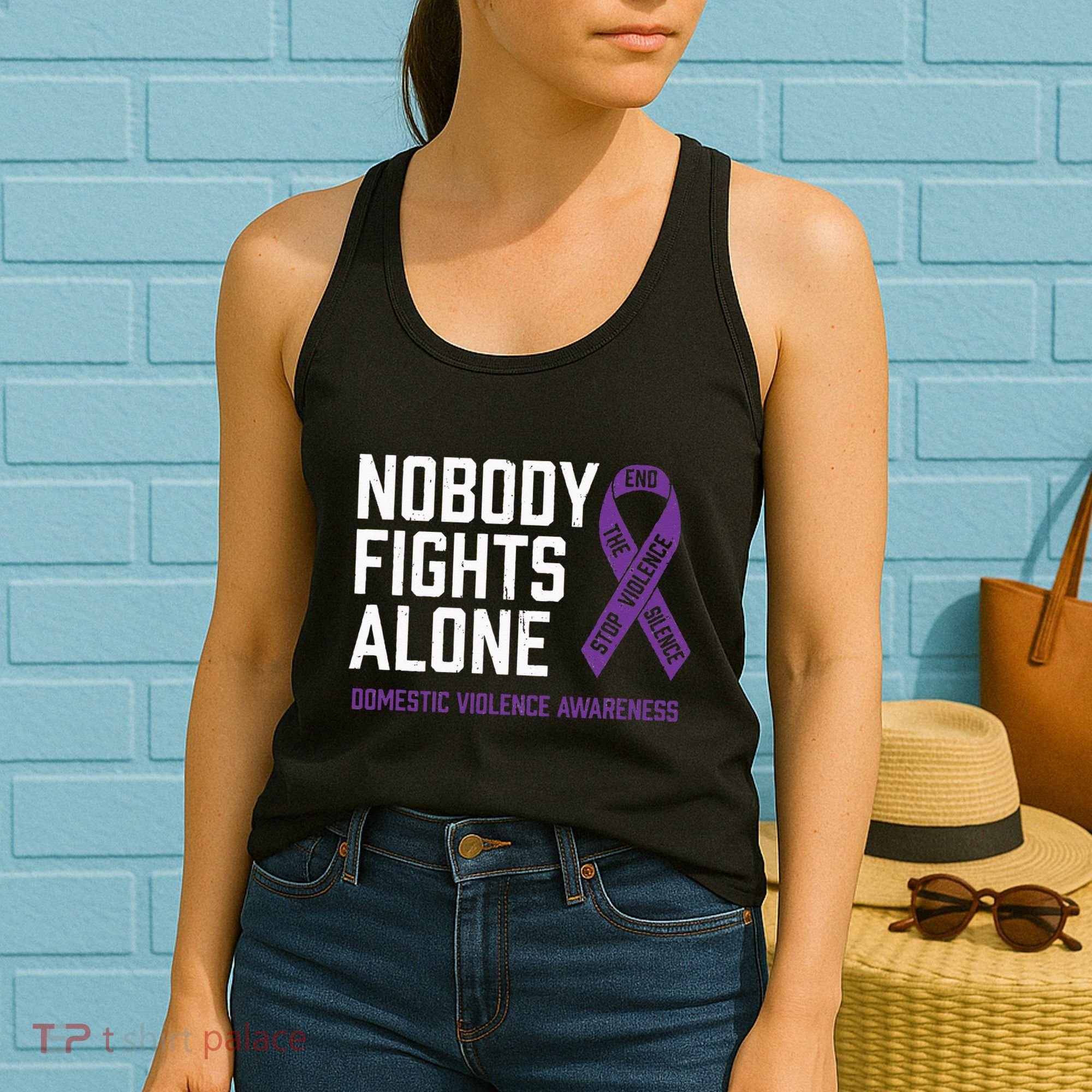 Nobody Fights Alone Purple Domestic Violence Awareness Women's Tank Top