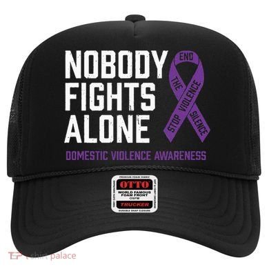 Nobody Fights Alone Purple Domestic Violence Awareness Hat