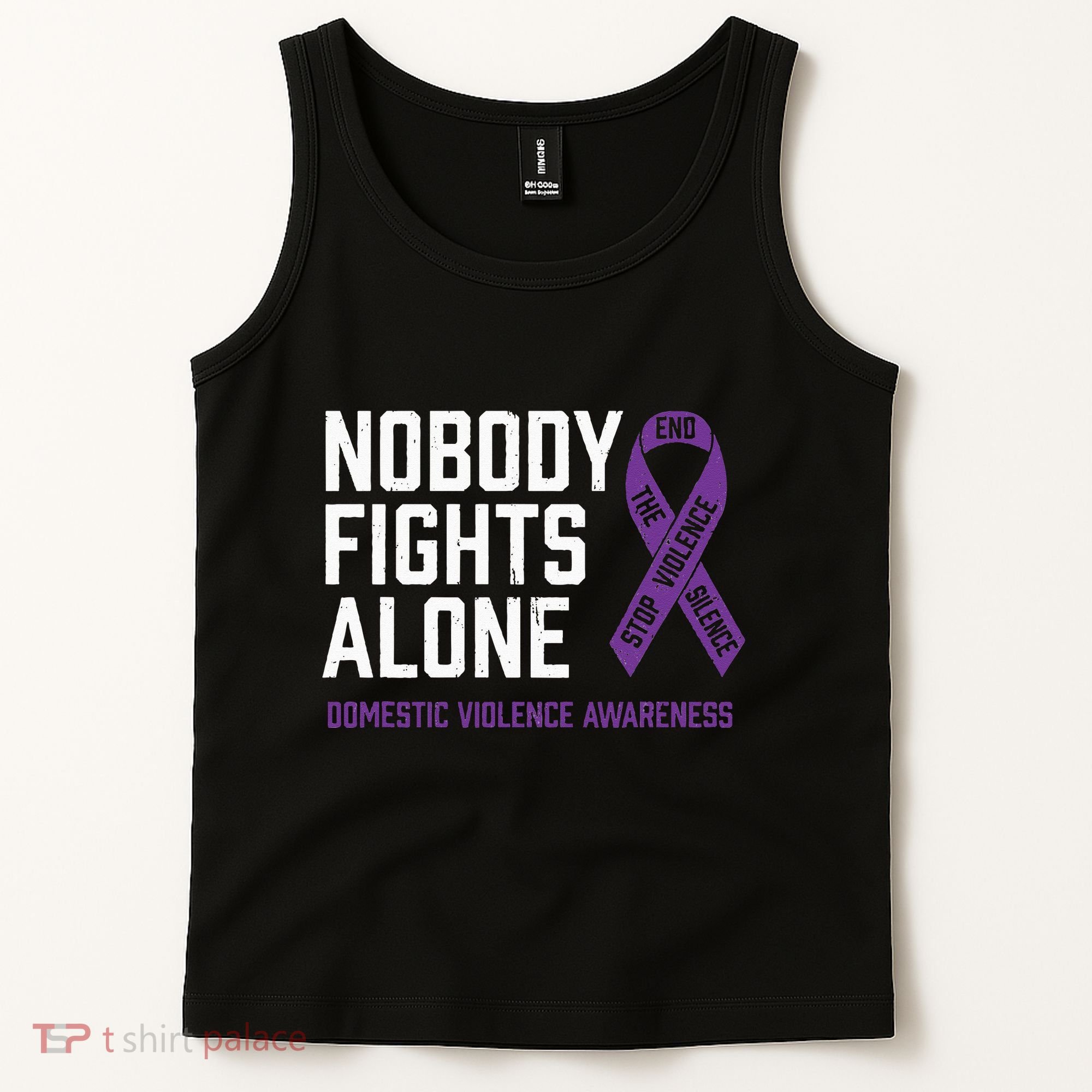 Nobody Fights Alone Purple Domestic Violence Awareness Tank Top