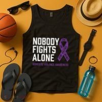 Nobody Fights Alone Purple Domestic Violence Awareness Tank Top thumb 4