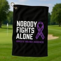 Nobody Fights Alone Purple Domestic Violence Awareness Golf Towel thumb 1