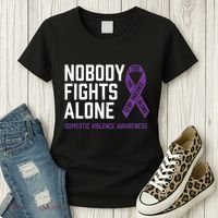 Nobody Fights Alone Purple Domestic Violence Awareness Women's T-Shirt thumb 3