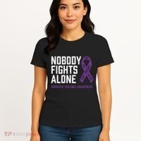 Nobody Fights Alone Purple Domestic Violence Awareness Women's T-Shirt thumb 4