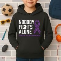 Nobody Fights Alone Purple Domestic Violence Awareness Kids Hoodie thumb 2