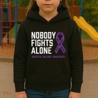 Nobody Fights Alone Purple Domestic Violence Awareness Kids Hoodie thumb 3