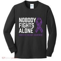 Nobody Fights Alone Purple Domestic Violence Awareness Kids Long Sleeve Shirt thumb 0