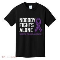Nobody Fights Alone Purple Domestic Violence Awareness Kids T-Shirt thumb 0